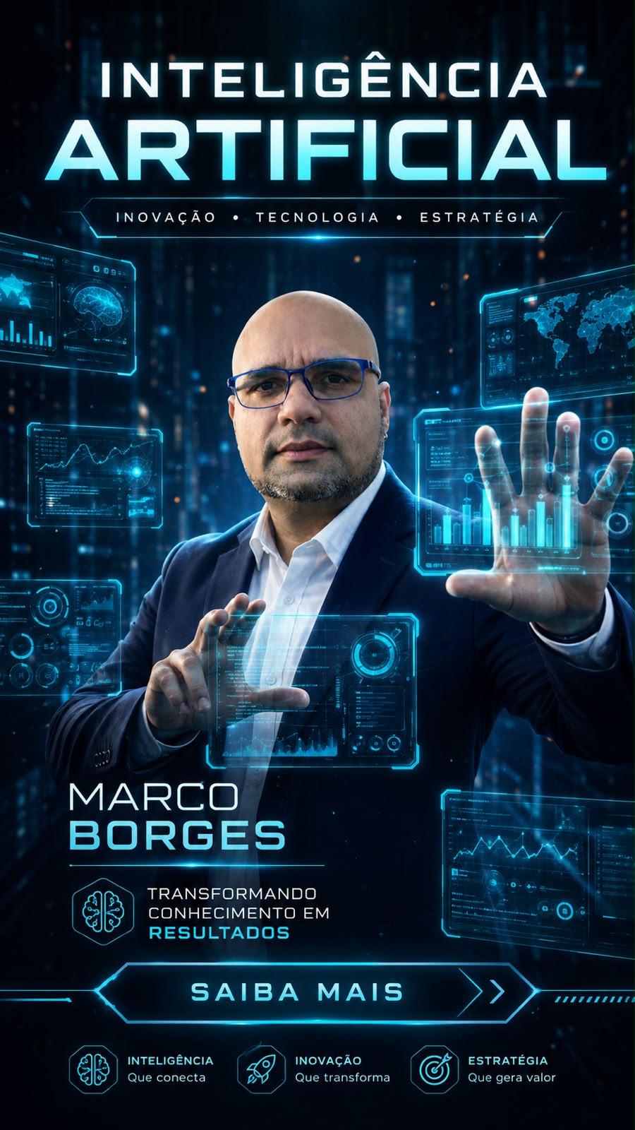 Professor Marco Borges interagindo com hologramas